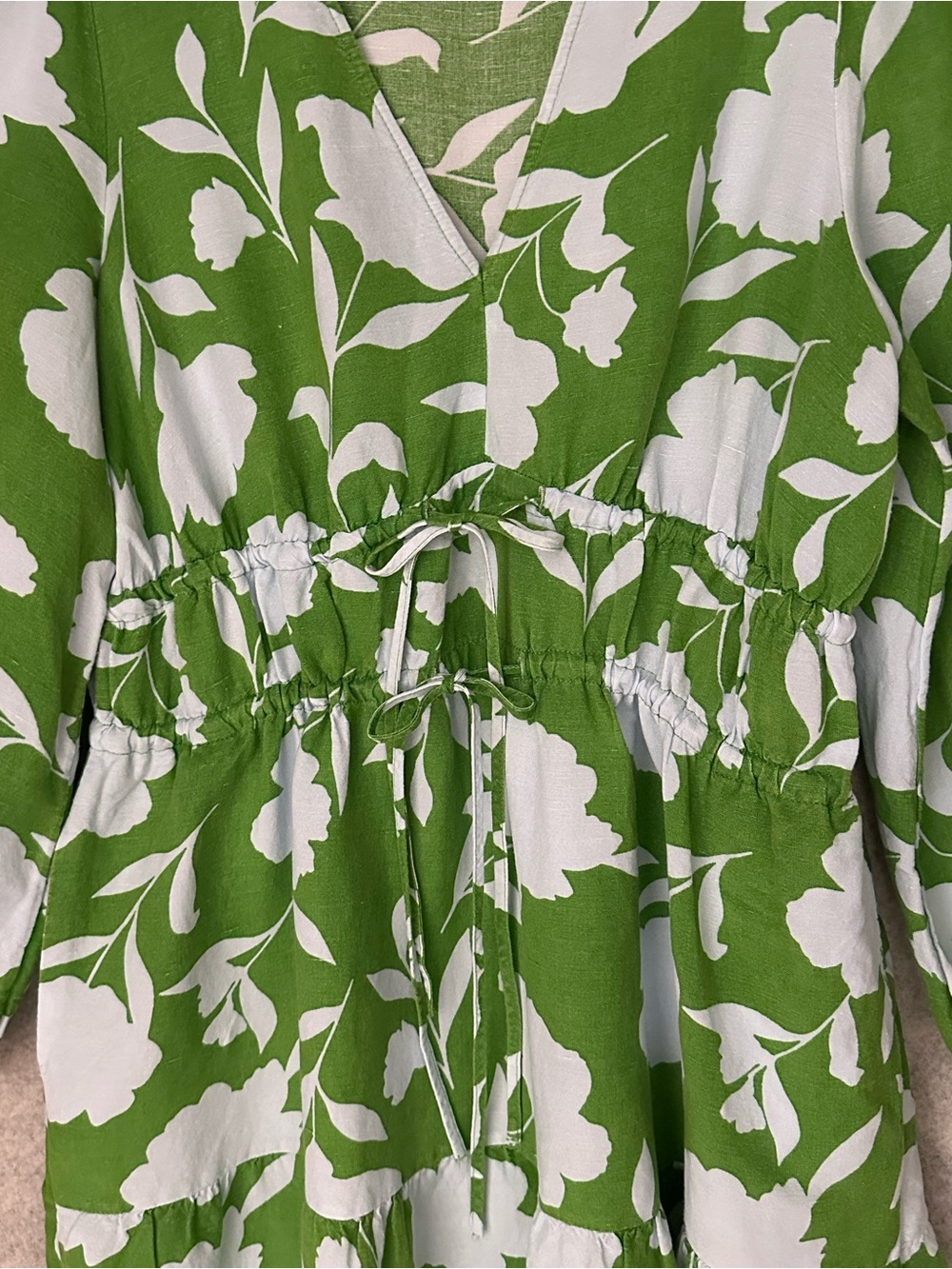 Kate Spade Green and White Floral Wrap-Style Dress - Picture 5 of 12